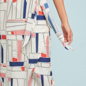 34N 118W Geometric silk wrap dress